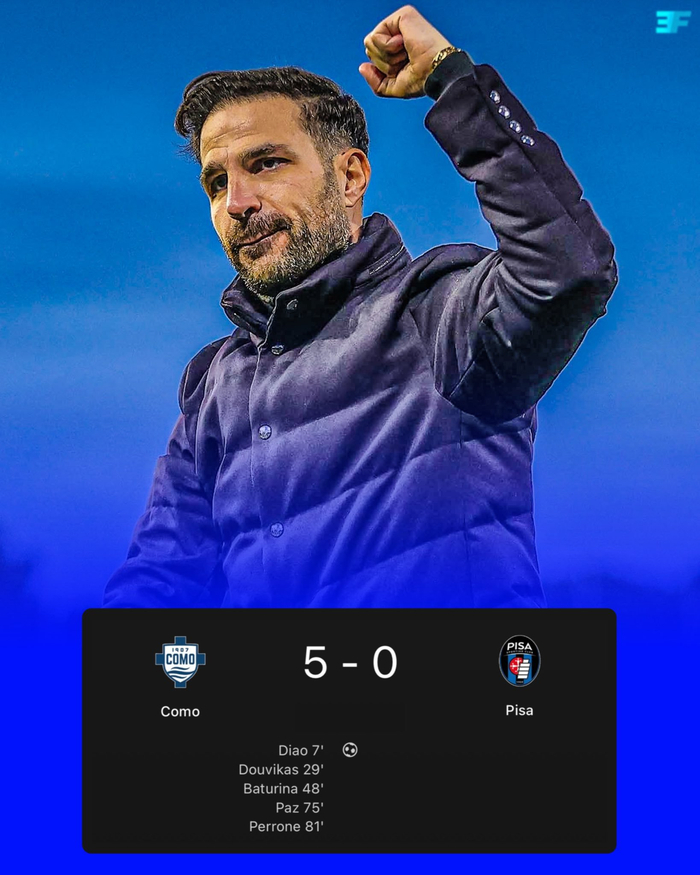 科莫队大胜登顶意甲第四，锁定欧冠席位